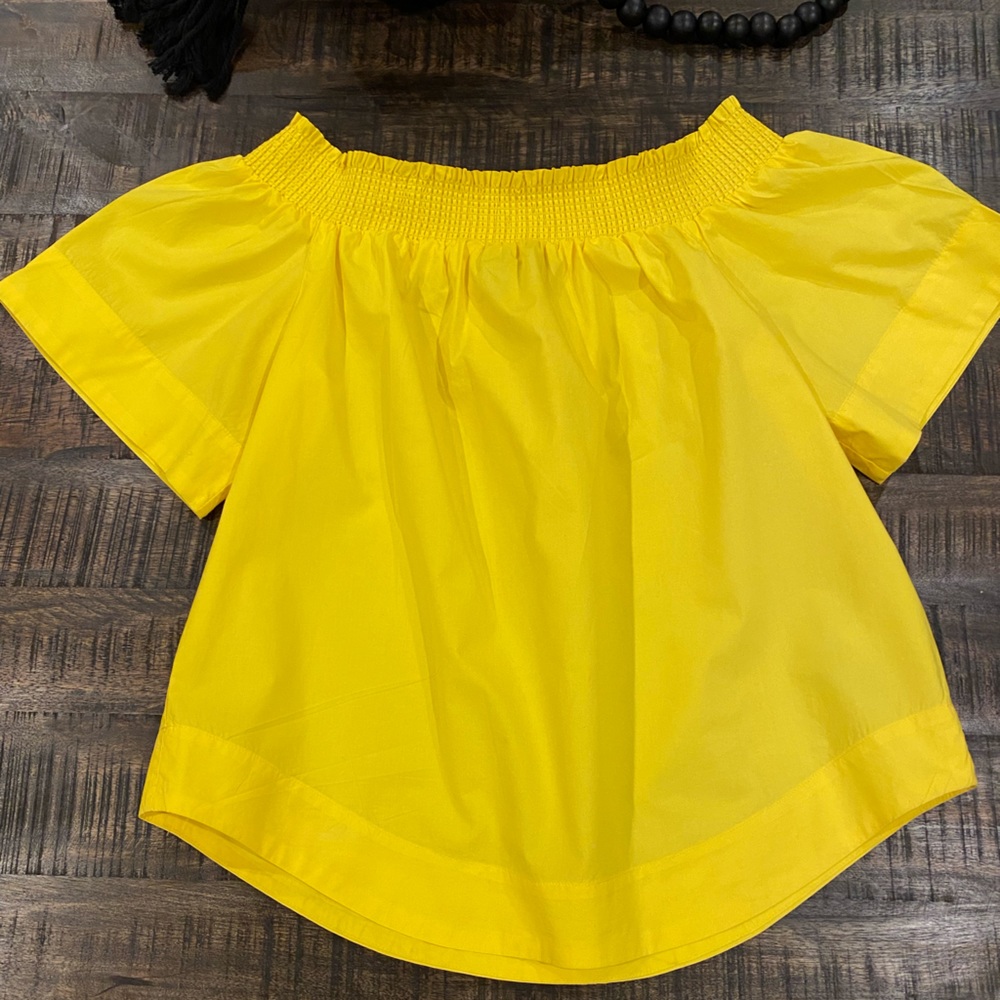 J Crew Off the Shoulder Yellow Blouse Top Cotton